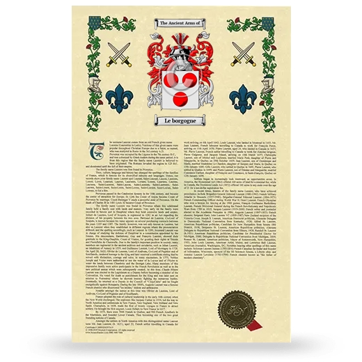 Le borgogne Armorial History with Coat of Arms